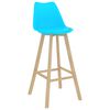 vidaXL Tabourets de bar lot de 2 bleu PP et bois de h&ecirc;tre massif