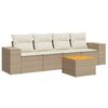vidaXL Salon de jardin avec coussins 5 pcs beige r&eacute;sine tress&eacute;e