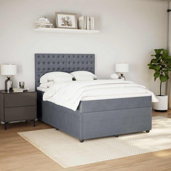 vidaXL Sommier &agrave; lattes de lit et matelas Gris fonc&eacute; 140x190cm Velours