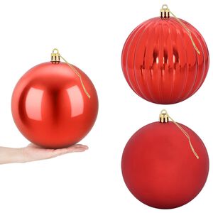 vidaXL Lot de boules de No&euml;l XXL 3 pc Rouge &Oslash; 25 cm Plastique