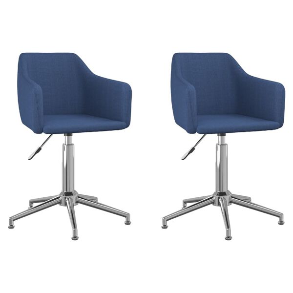 vidaXL Chaises pivotantes &agrave; manger lot de 2 bleu tissu