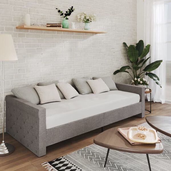 vidaXL Lit avec matelas et &eacute;clairage USB Gris clair Tissu 90x200 cm