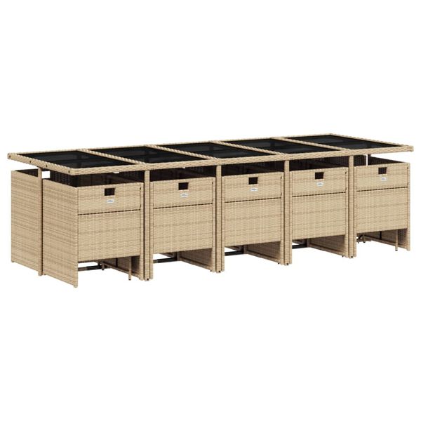 vidaXL Ensemble &agrave; manger de jardin et coussins 15 pcs m&eacute;lange beige