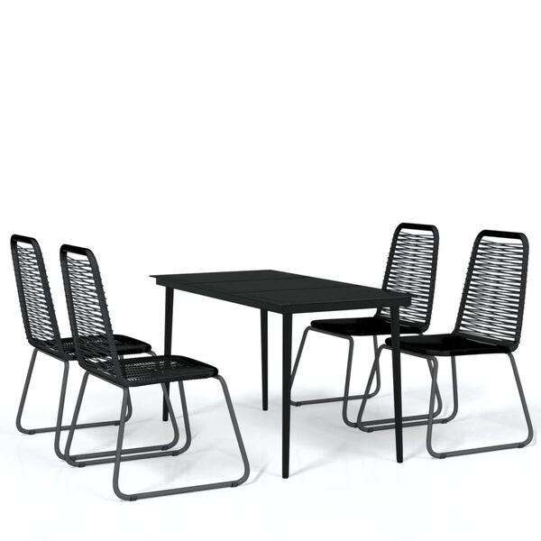vidaXL Ensemble &agrave; manger de jardin 5 pcs Noir