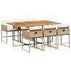 vidaXL Ensemble &agrave; manger de jardin et coussins 7 pcs beige poly rotin