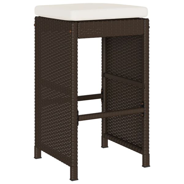 vidaXL Tabourets de bar jardin coussins lot de 2 marron r&eacute;sine tress&eacute;e