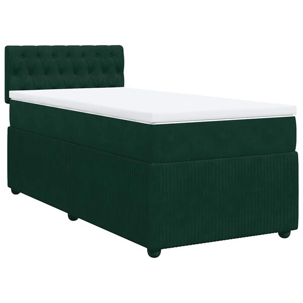 vidaXL Sommier &agrave; lattes de lit et matelas Vert fonc&eacute; 80x200 cm Velours