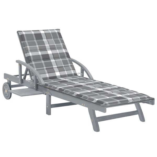 vidaXL Chaise longue de jardin avec coussin Bois d'acacia solide