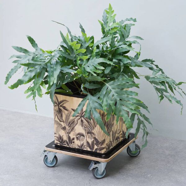 Nature Chariot &agrave; plantes carr&eacute; 38x38 cm noir bois