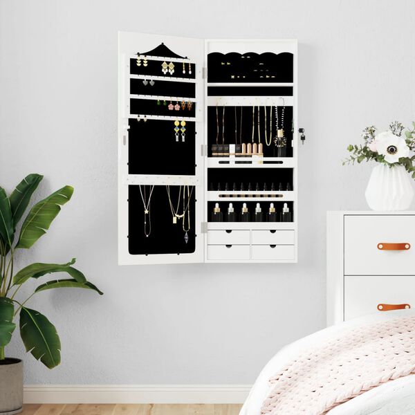 vidaXL Armoire &agrave; bijoux avec miroir murale blanc 37,5x10x90 cm