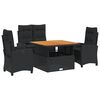 vidaXL Ensemble &agrave; manger de jardin coussins 5pcs Noir R&eacute;sine tress&eacute;e