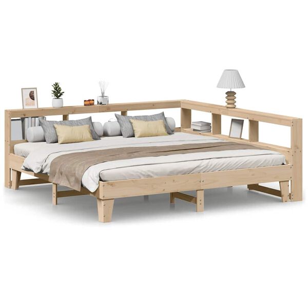 vidaXL Lit biblioth&egrave;que sans matelas 200x200 cm bois massif de pin