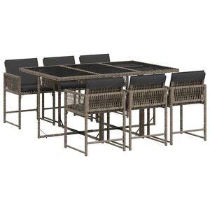 vidaXL Ensemble &agrave; manger de jardin et coussins 7 pcs gris rotin