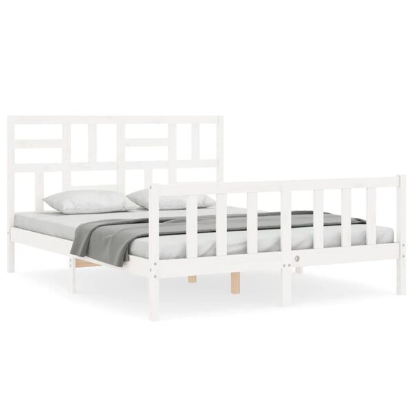 vidaXL Cadre de lit sans matelas blanc bois de pin massif