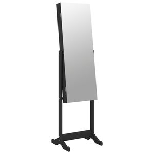 vidaXL Armoire &agrave; bijoux avec miroir sur pied noir 42x38x152 cm