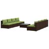 vidaXL Salon de jardin 9 pcs avec coussins r&eacute;sine tress&eacute;e marron