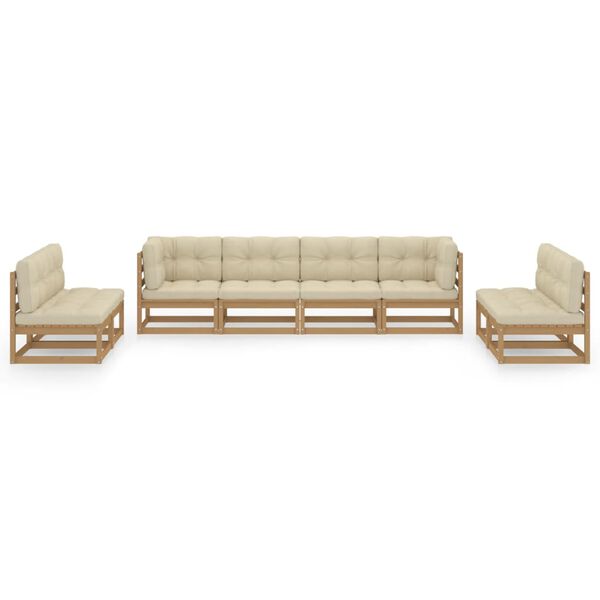 vidaXL Salon de jardin 8 pcs avec coussins Bois de pin massif