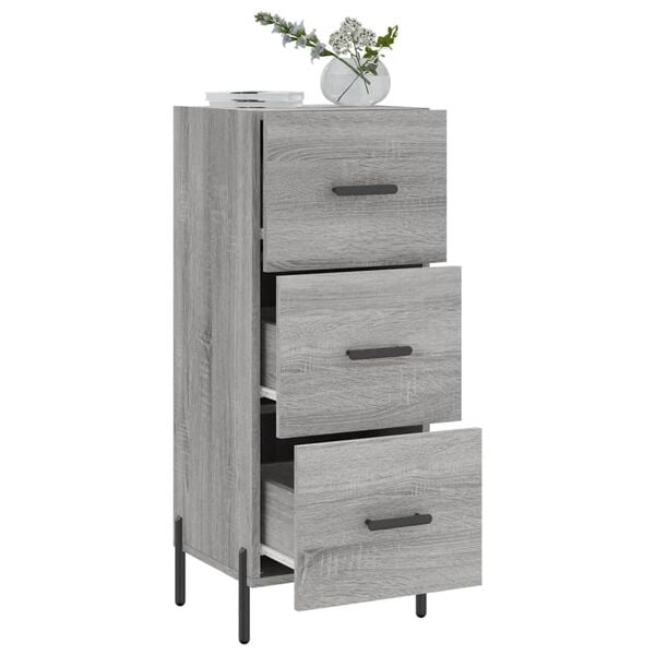 vidaXL Buffet Sonoma gris 34,5x34x90 cm Bois d'ing&eacute;nierie