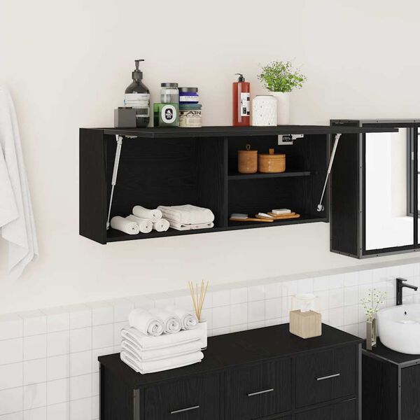vidaXL Armoire murale de bain noir 100x25x40 cm bois d'ing&eacute;nierie