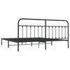 vidaXL Cadre de lit m&eacute;tal sans matelas avec t&ecirc;te de lit noir 200x200cm