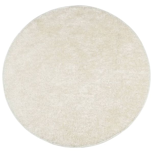 vidaXL Tapis ISTAN &agrave; poils longs aspect brillant cr&egrave;me &Oslash; 100 cm