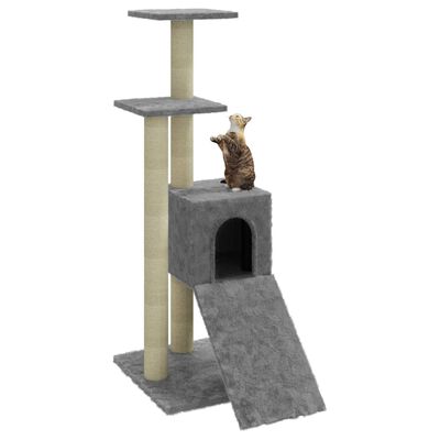 vidaXL Arbre à chat avec griffoirs en sisal Gris clair 92 cm