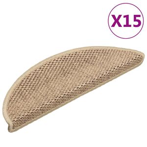vidaXL Tapis d'escalier autocollants 15 pcs 56x17x3 cm Sable