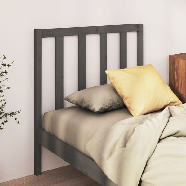vidaXL T&ecirc;te de lit Gris 95x4x100 cm Bois massif de pin