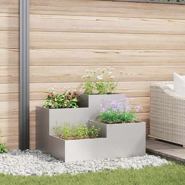 vidaXL Cache-pot de jardin Argent 100 x 100 x 60 cm Acier inoxydable