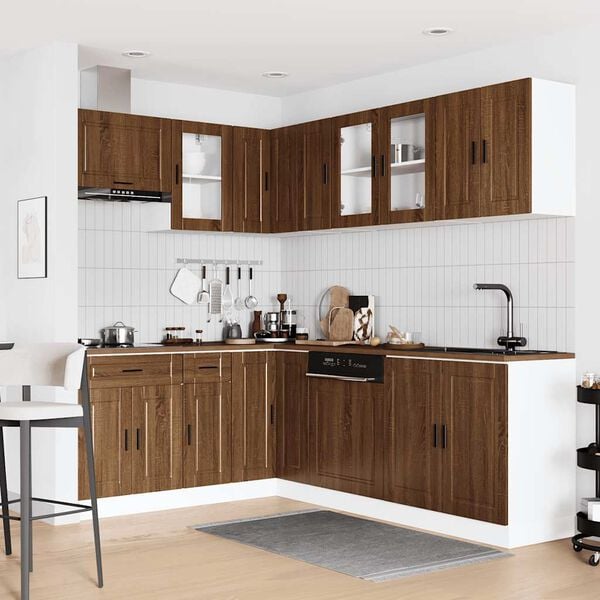 vidaXL Ensemble d'armoires de cuisine 11 pcs Porto bois d'ing&eacute;nierie