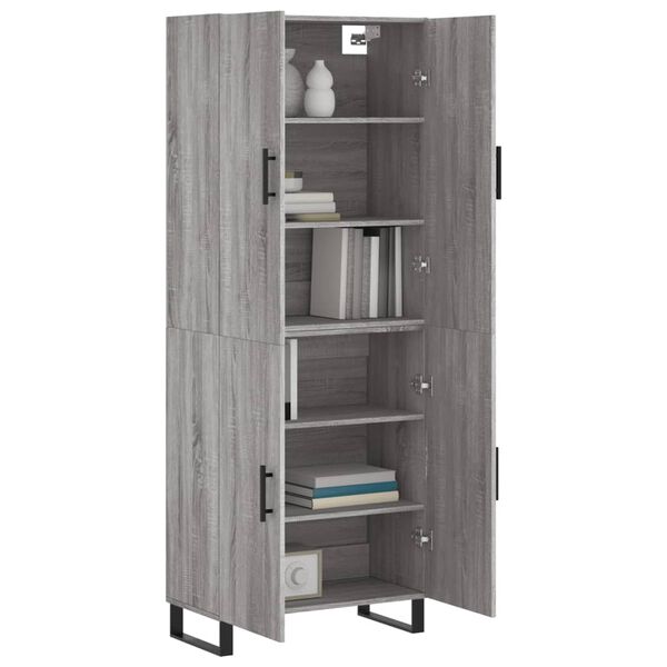 vidaXL Buffet haut Sonoma gris 69,5x34x180 cm Bois d'ing&eacute;nierie