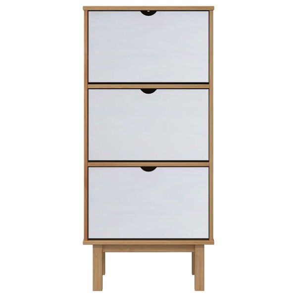 vidaXL Armoire &agrave; chaussures OTTA et 3 tiroirs Marron et blanc Bois pin