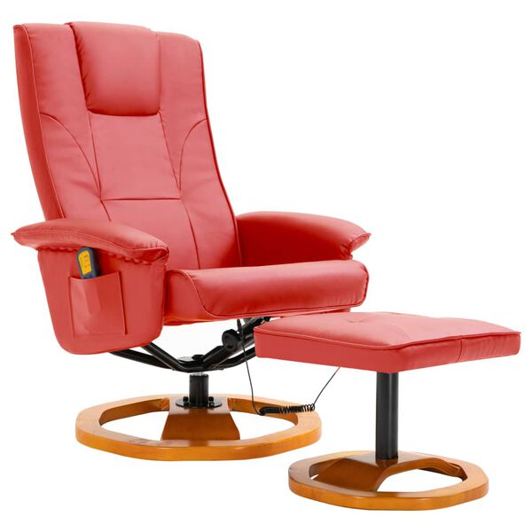 vidaXL Fauteuil de massage avec repose-pied rouge similicuir