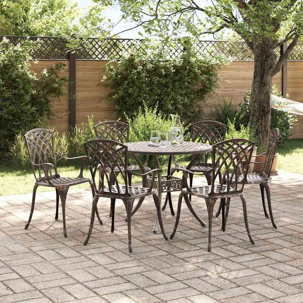vidaXL Ensemble de salle &agrave; manger pour jardin 7 pcs Bronze