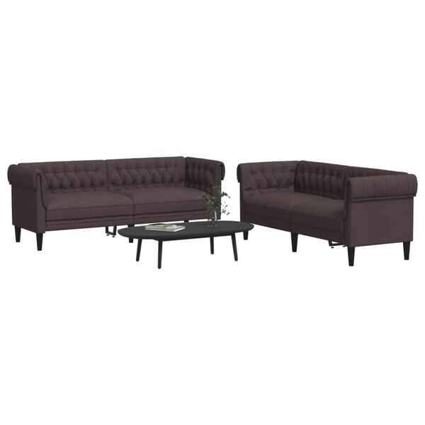 vidaXL Ensemble de canap&eacute;s 2 pcs marron fonc&eacute; tissu