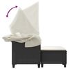 vidaXL Canap&eacute; de jardin 2 places avec auvent et tabourets noir rotin