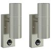 vidaXL Applique Murale Ext&eacute;rieure 2 pcs Argent&eacute; 7 x 10 x 22 cm