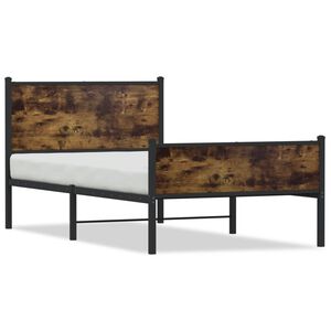 vidaXL Cadre de lit en m&eacute;tal sans matelas ch&ecirc;ne fum&eacute; 107x203 cm