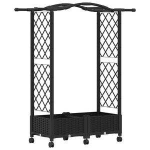 vidaXL Lit &Eacute;lev&eacute; avec Treillis et Toit Noir 124 x 40 x 129 cm PP
