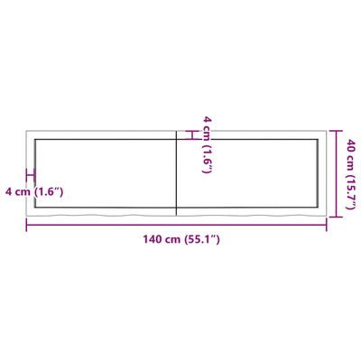 vidaXL Comptoir de salle de bain marron 140x40x(2-4) cm bois traité