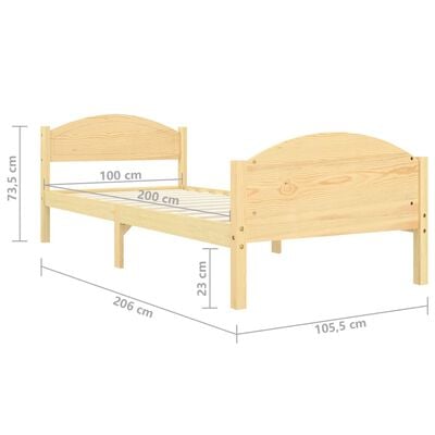 vidaXL Cadre de lit sans matelas bois massif de pin 100x200 cm