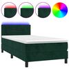 vidaXL Sommier &agrave; lattes de lit et matelas et LED Vert fonc&eacute; 90x190 cm