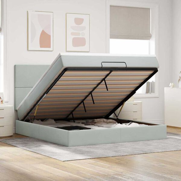 VidaXL Cadre de lit ottoman et matelas gris clair 180x200cm velours