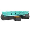 vidaXL Ensemble de canap&eacute; de jardin 7 pcs avec coussins noir r&eacute;sine tress&eacute;e