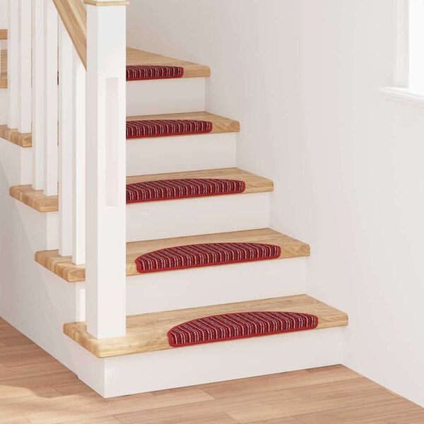 vidaXL Tapis d'escalier auto-adh&eacute;sifs 15 pcs Rouge 56 x 17 x 3 cm