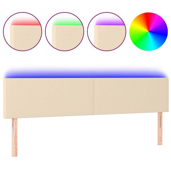 vidaXL T&ecirc;te de lit &agrave; LED Cr&egrave;me 200x5x78/88 cm Tissu