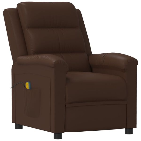 vidaXL Fauteuil de massage Marron Similicuir