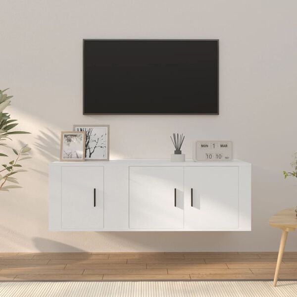 vidaXL Ensemble de meubles TV 2 pcs Blanc Bois d'ing&eacute;nierie