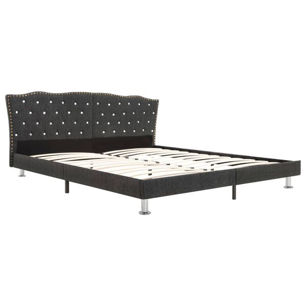 vidaXL Lit avec matelas Gris fonc&eacute; Tissu 180x200 cm