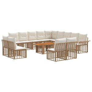 vidaXL Ensemble de canap&eacute; de jardin 14 pc Blanc Naturel et Cr&egrave;me